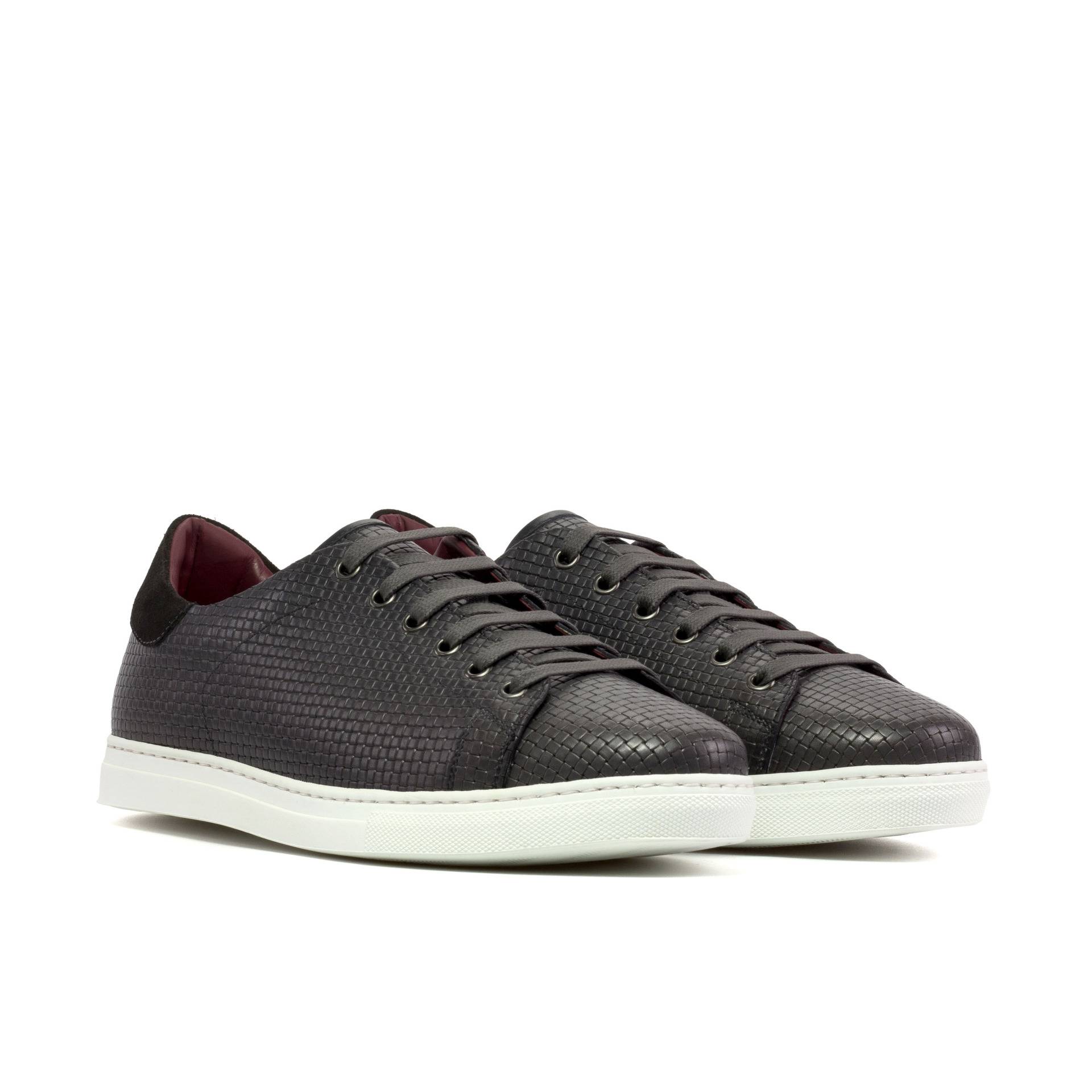 Grey Woven Leather Men's Trainers