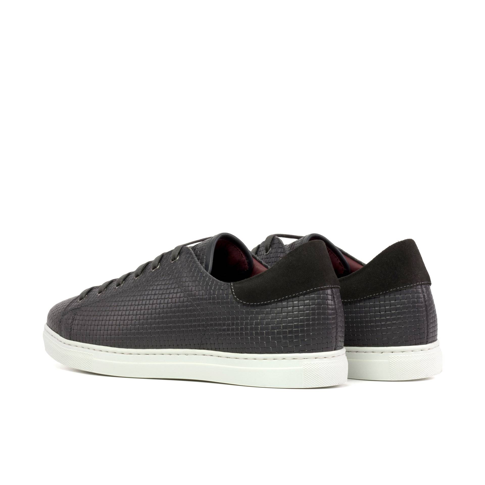 Grey Woven Leather Men's Trainers