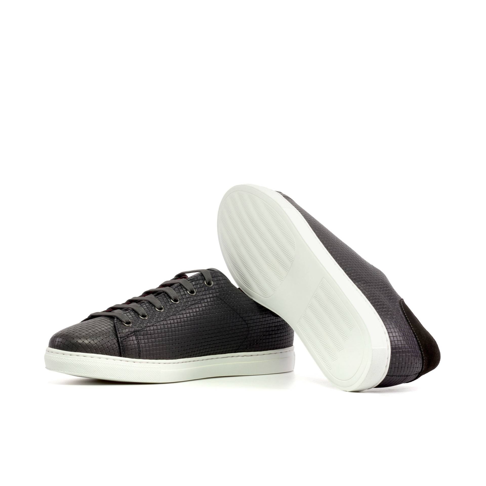 Grey Woven Leather Men's Trainers
