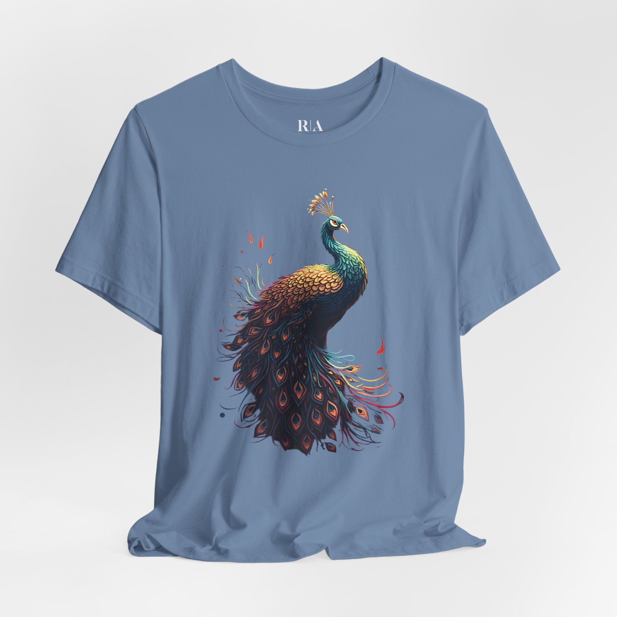 Cosmic Peacock - Premium Jersey Cotton Graphic Tee - Image 4