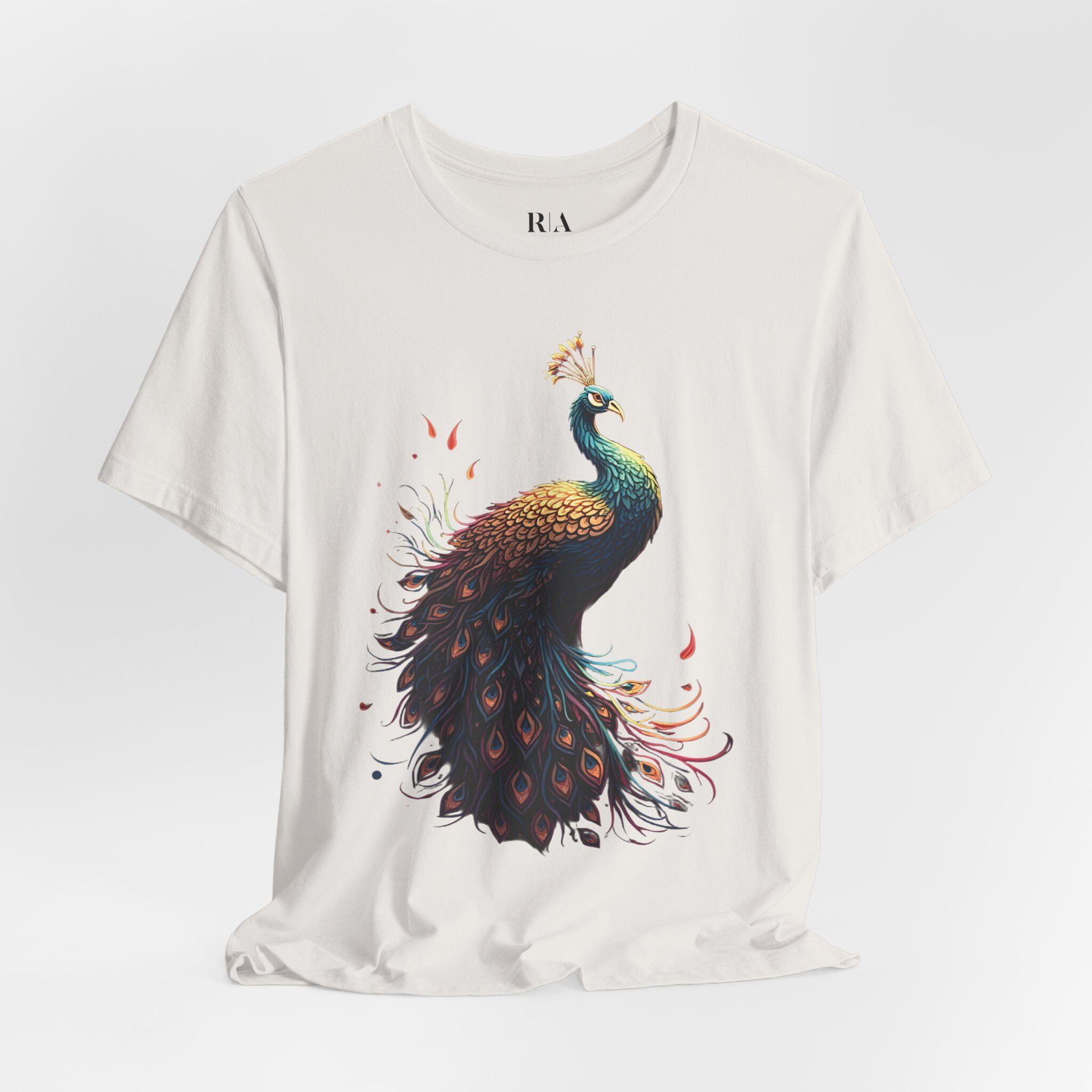 Cosmic Peacock - Premium Jersey Cotton Graphic Tee - Image 2