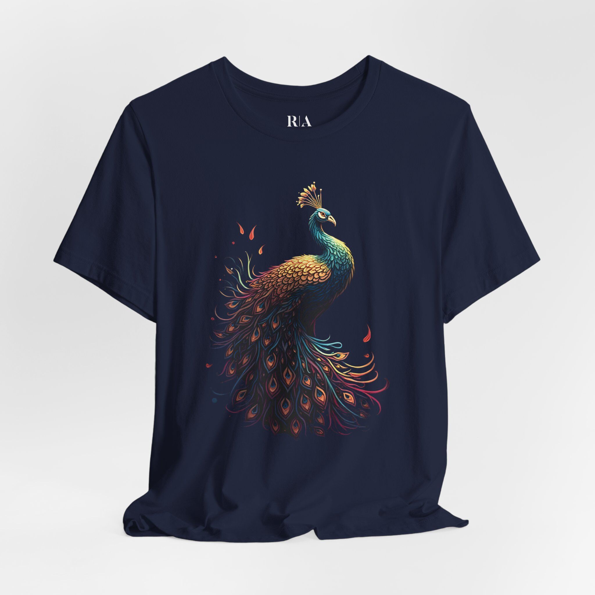 Cosmic Peacock - Premium Jersey Cotton Graphic Tee - Image 5