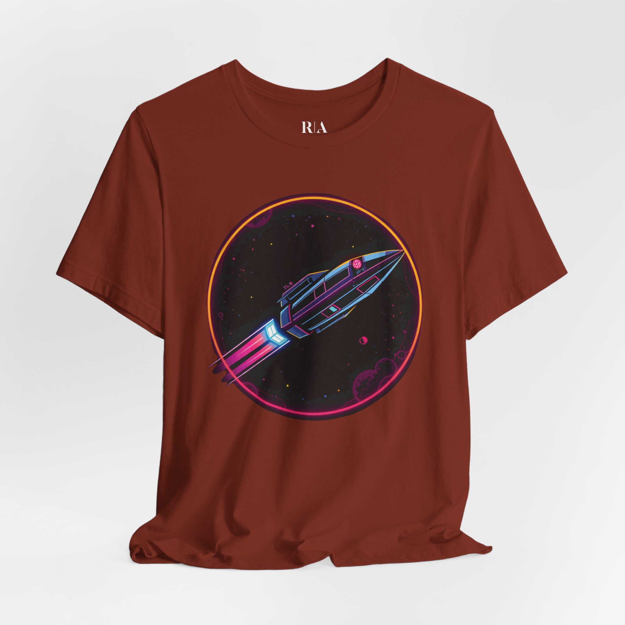 Synthwave Starship - Premium Jersey Cotton Graphic Tee - Image 3
