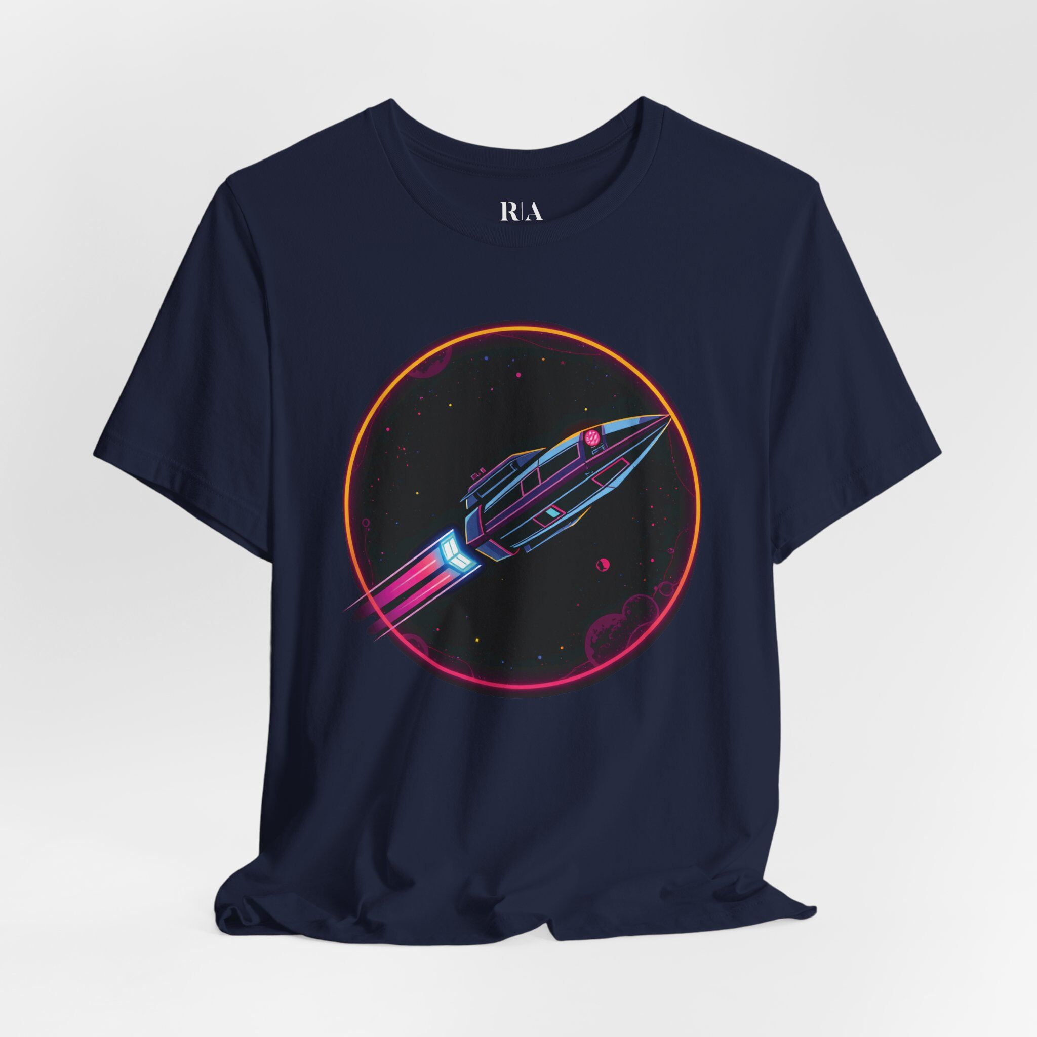Synthwave Starship - Premium Jersey Cotton Graphic Tee - Image 5